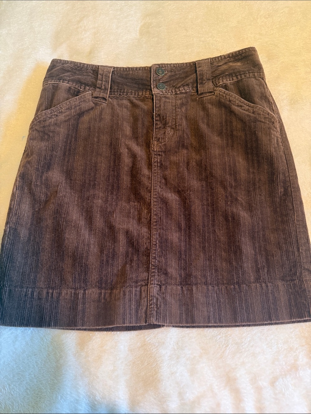 Jacob Connection Brown Corduroy Button-Front Detail Mini Skirt Archived Fashion